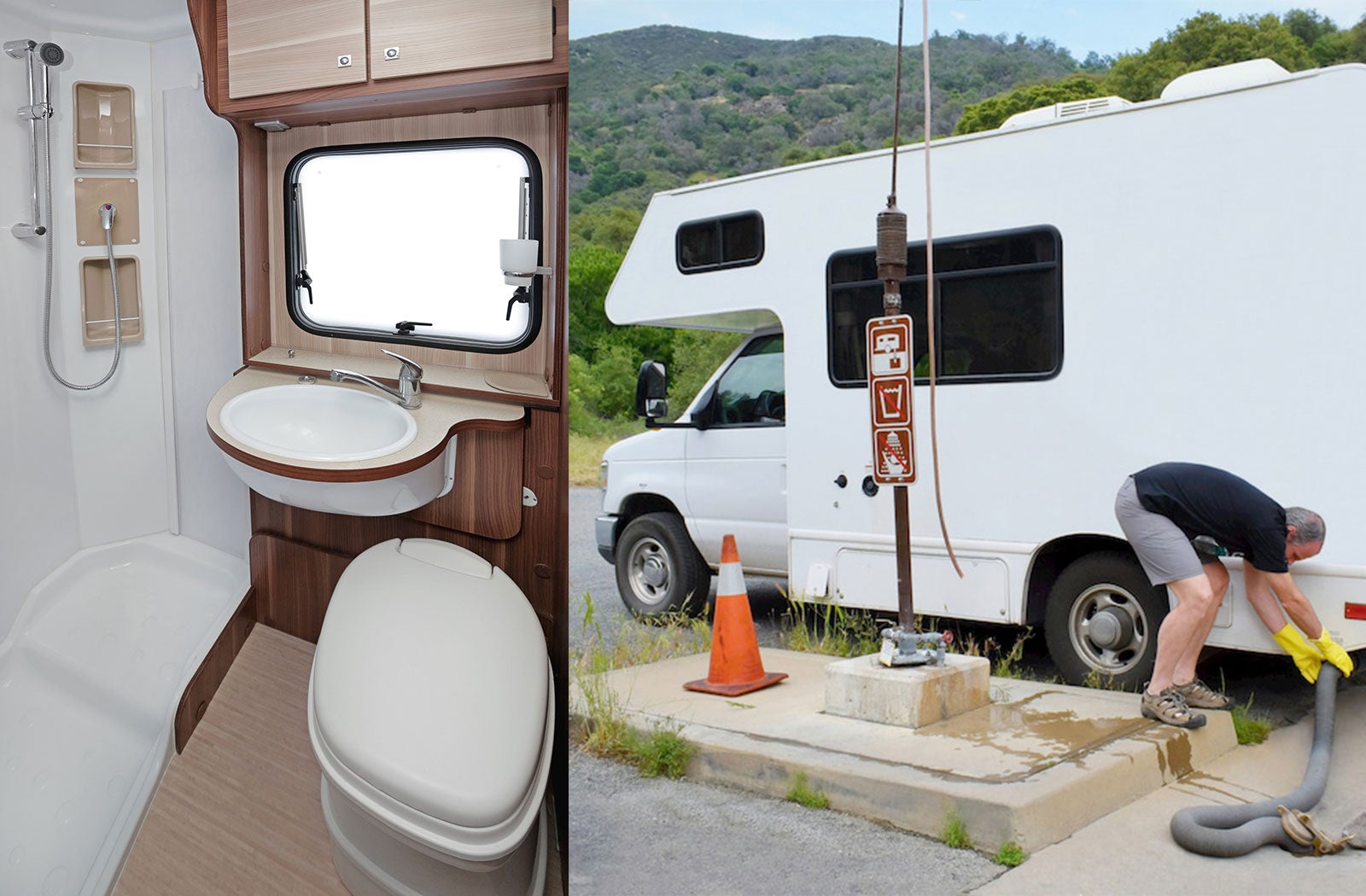 Portable RV/camper toilet and holding tank setup in Kenosha, Wisconsin